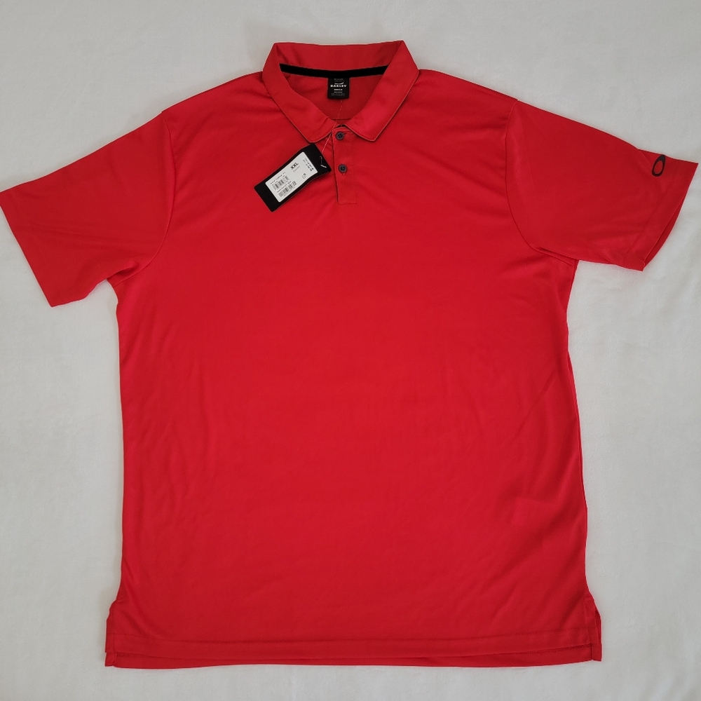 Two Oakley Divisional UV II Polos Mens XXL Red & Black Shirt New w Tags Bundle
